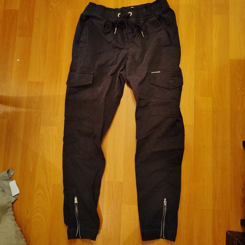 Calvin Klein Women’s Joggers XS – Black, Cargo Pockets, Zip Ankle, Stretch